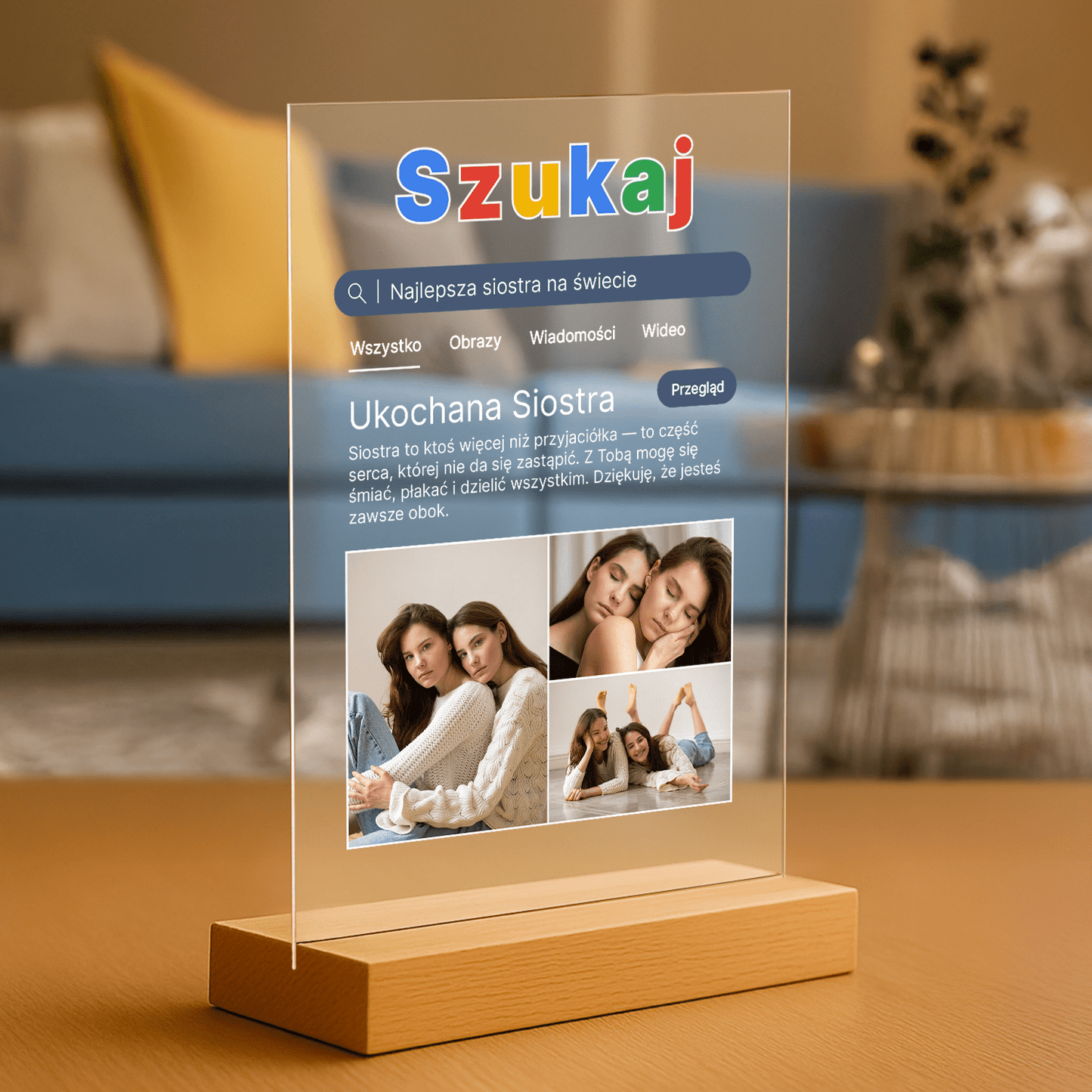 Siostra - druk na szkle akrylowym dla siostry - Emmygift.pl