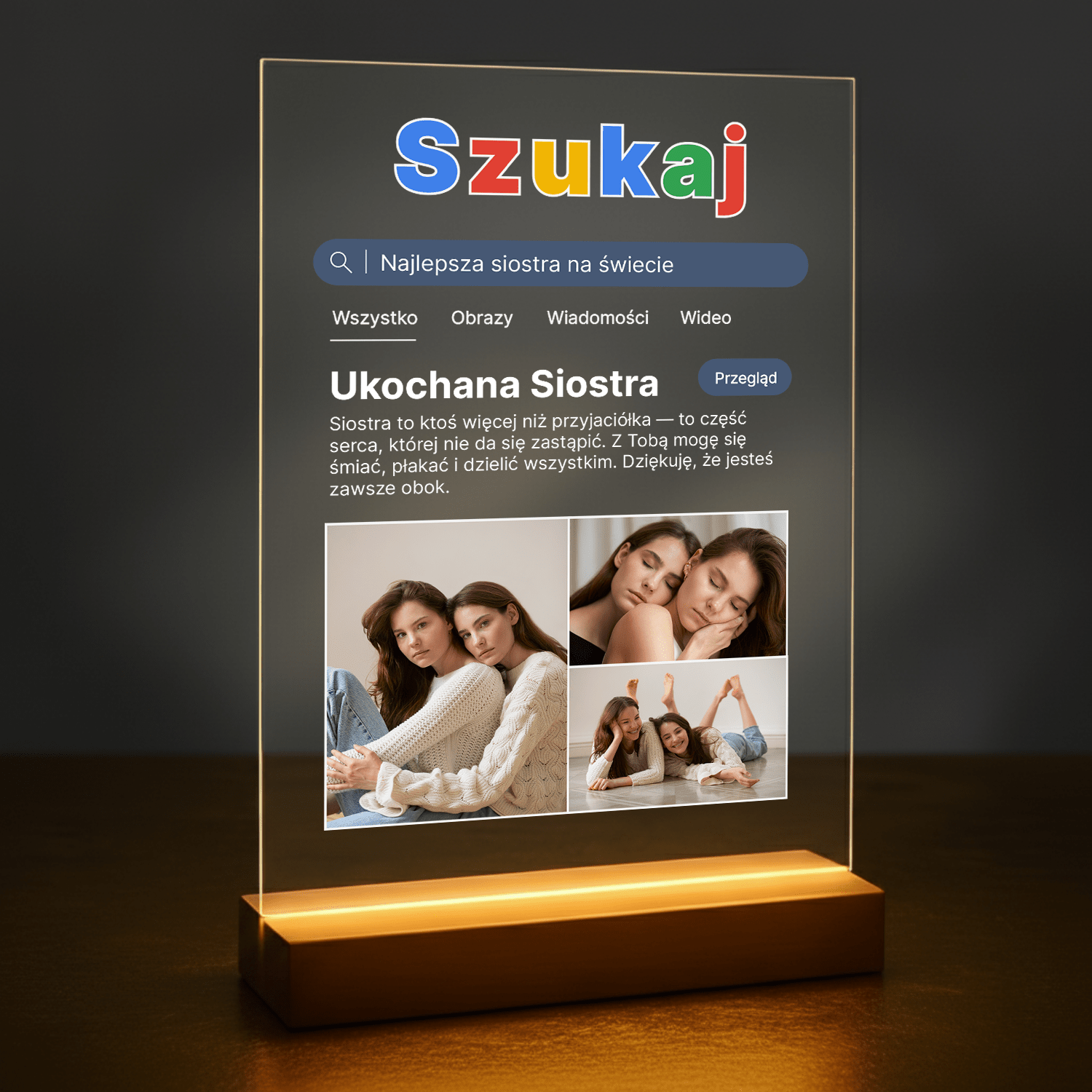 Siostra - druk na szkle akrylowym dla siostry - Emmygift.pl