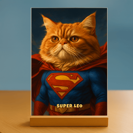 Super kot - personalizowany portret na szkle dla miłośnika kotów - Emmygift.pl