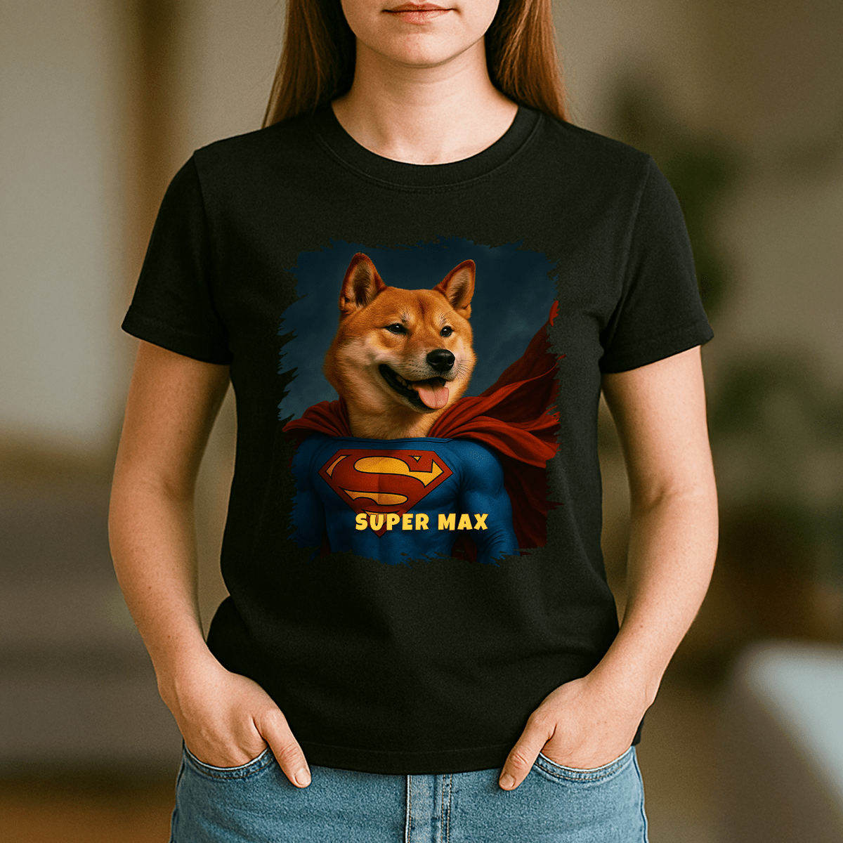 Superpies + imię - koszulka damska z nadrukiem dla miłośnika psów - Emmygift.pl