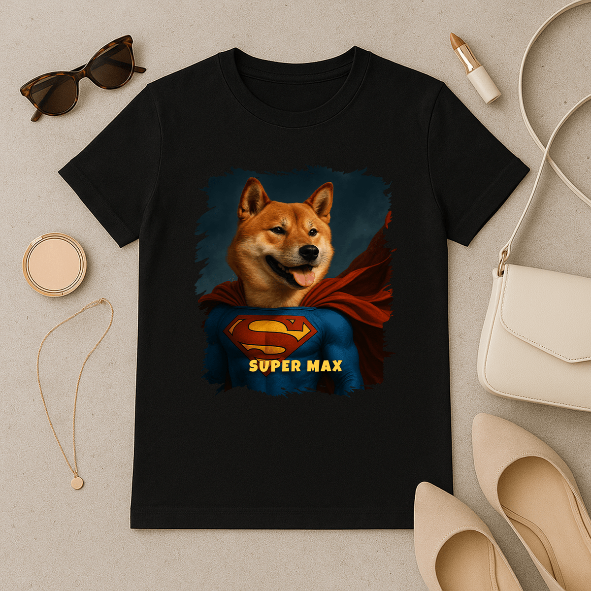 Superpies + imię - koszulka damska z nadrukiem dla miłośnika psów - Emmygift.pl