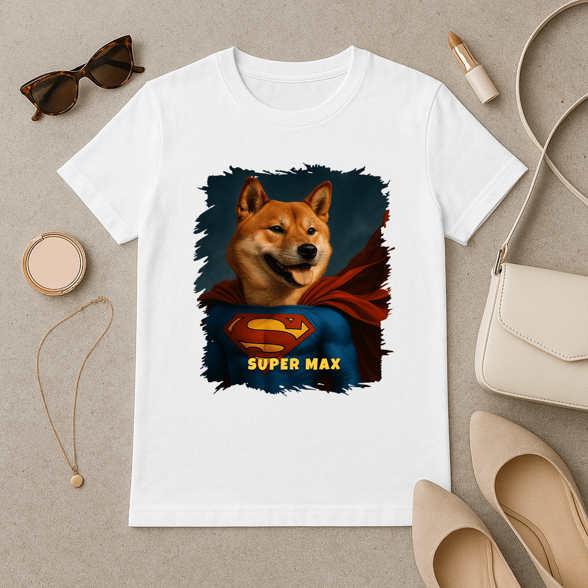 Superpies + imię - koszulka damska z nadrukiem dla miłośnika psów - Emmygift.pl