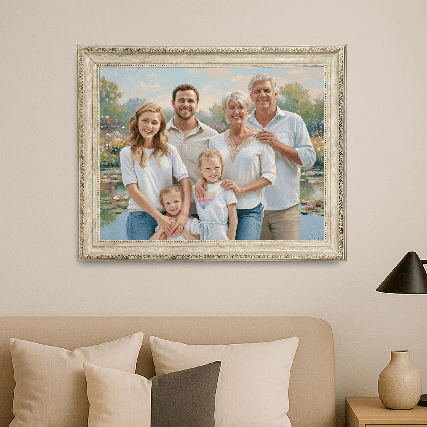 Szczęśliwa rodzina - portret na płótnie dla rodziców - Emmygift.pl