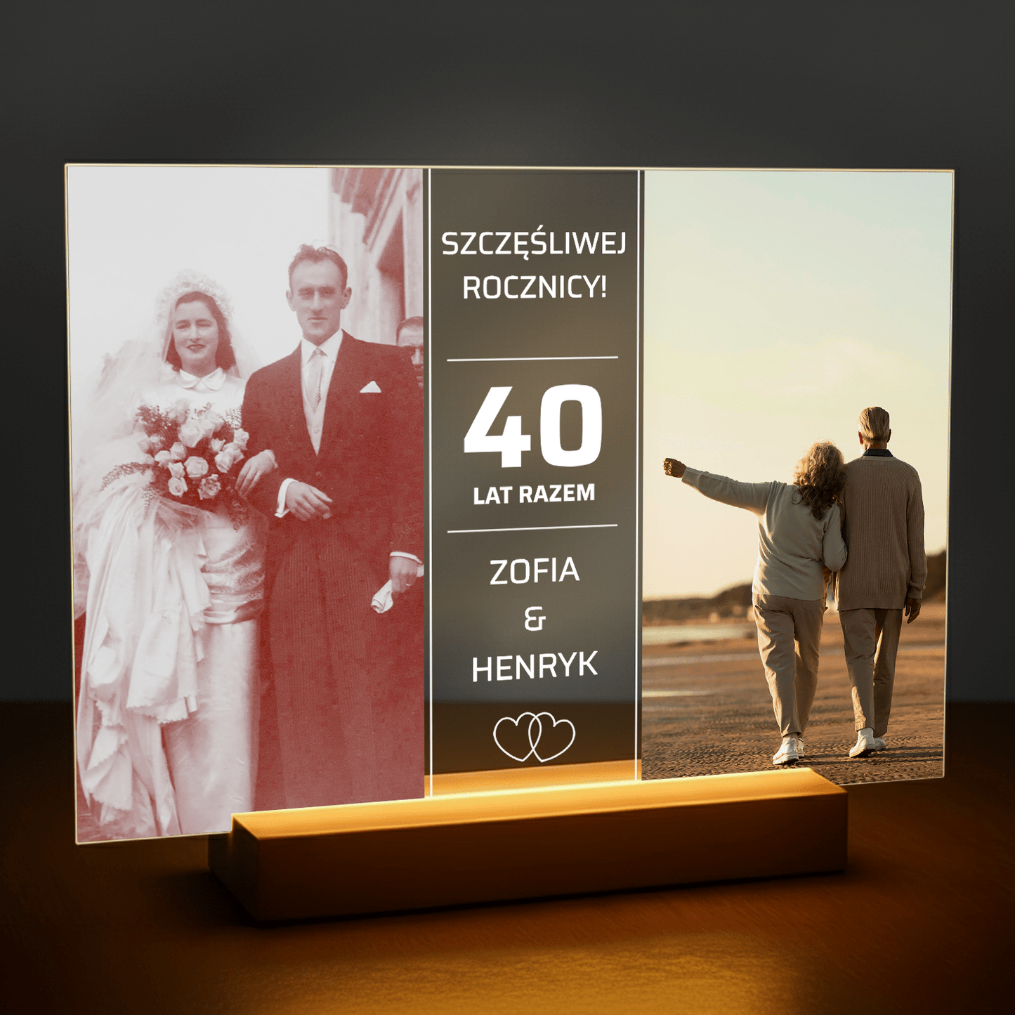 Szczęśliwej 40 rocznicy - druk na szkle akrylowym dla pary - Emmygift.pl