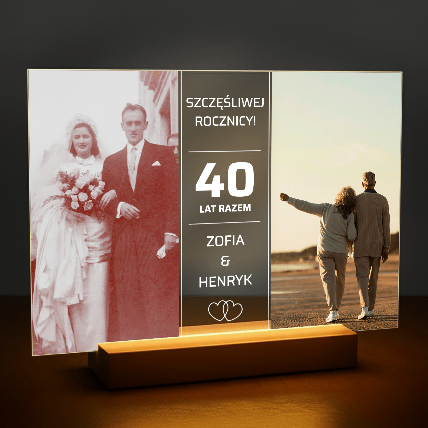 Szczęśliwej 40 rocznicy - druk na szkle akrylowym dla pary - Emmygift.pl