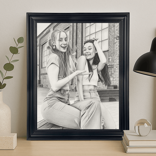 Szkic przyjaciółek - portret na płótnie dla przyjaciółki - Emmygift.pl