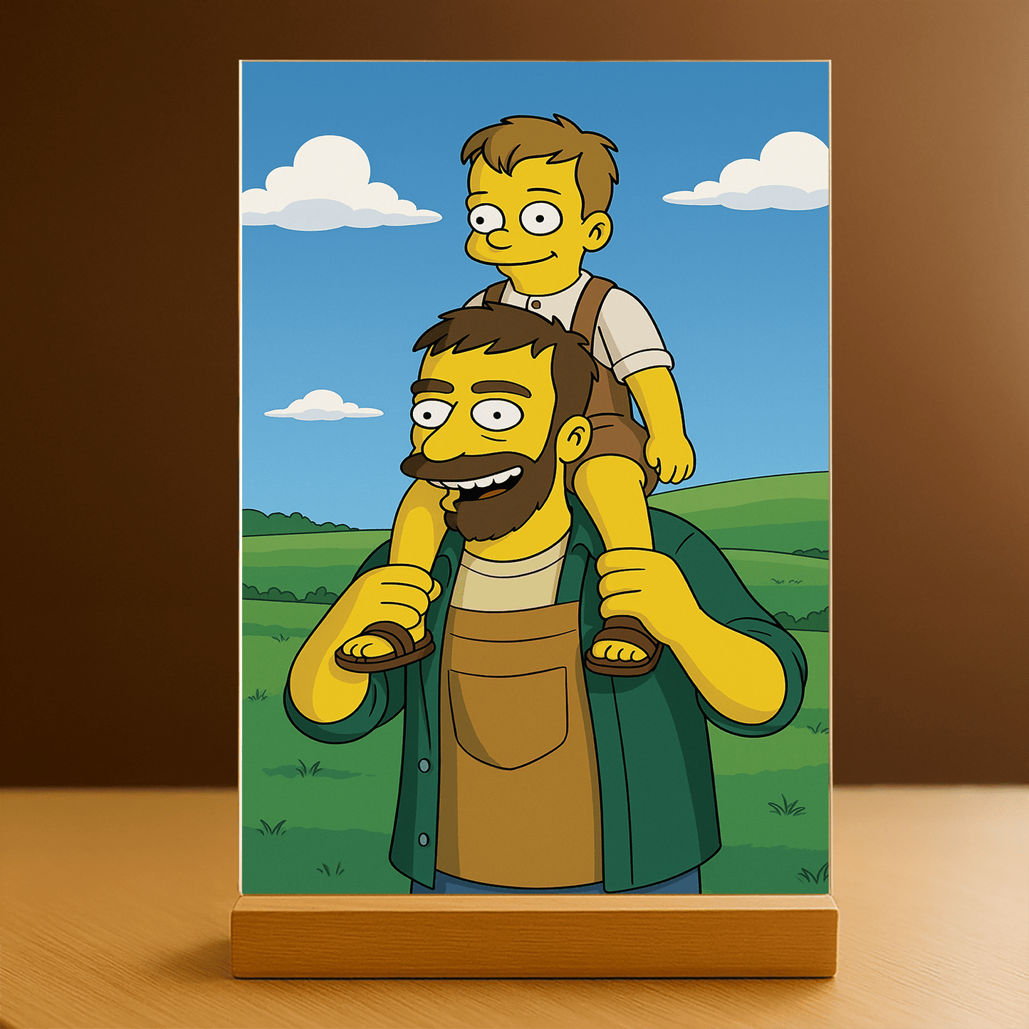Tata i syn jako bohaterowie kreskówki - portret na szkle akrylowym dla taty - Emmygift.pl