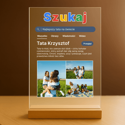 Tata zdjęcia + tekst - druk na szkle akrylowym dla taty - Emmygift.pl