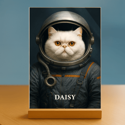 Twój Kot w Kosmosie – Elegancki Portret na Szkle - Emmygift.pl
