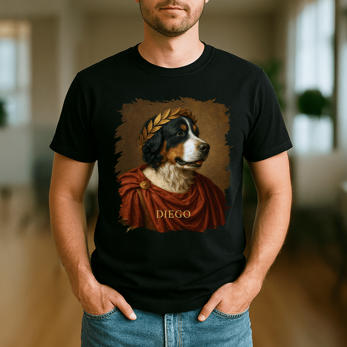 Twój pies jako Juliusz Cezar - koszulka męska z nadrukiem dla miłośnika psów - Emmygift.pl
