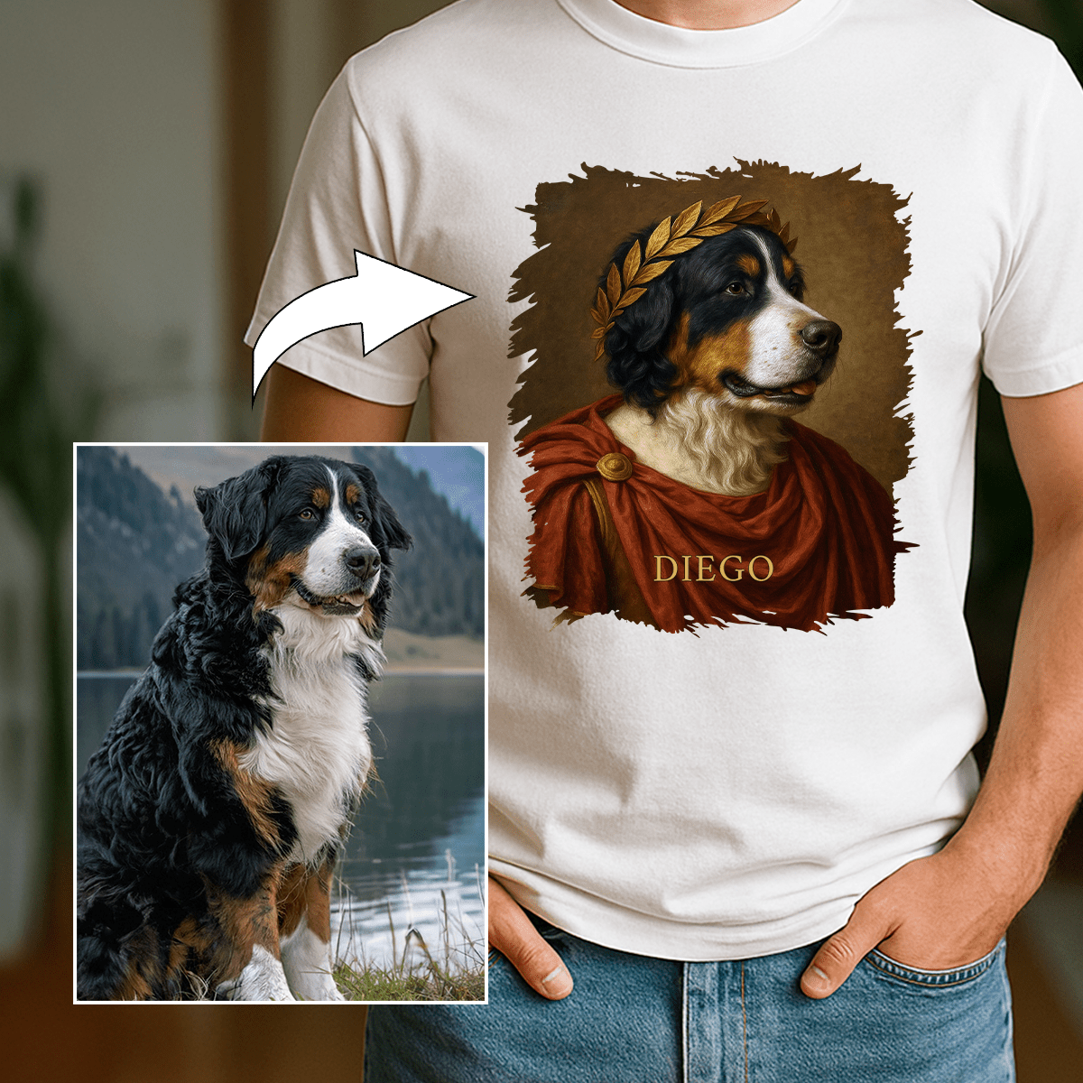 Twój pies jako Juliusz Cezar - koszulka męska z nadrukiem dla miłośnika psów - Emmygift.pl