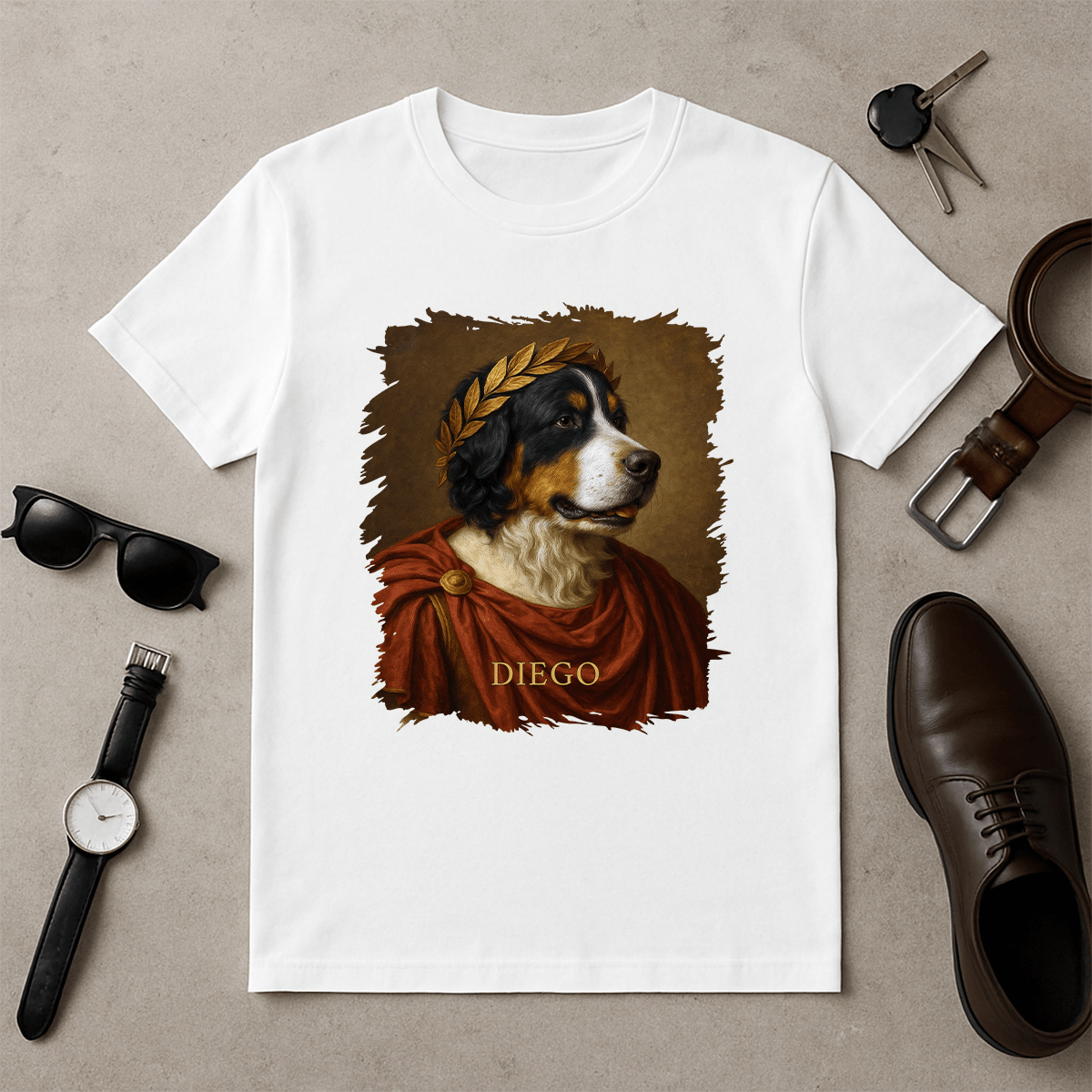 Twój pies jako Juliusz Cezar - koszulka męska z nadrukiem dla miłośnika psów - Emmygift.pl