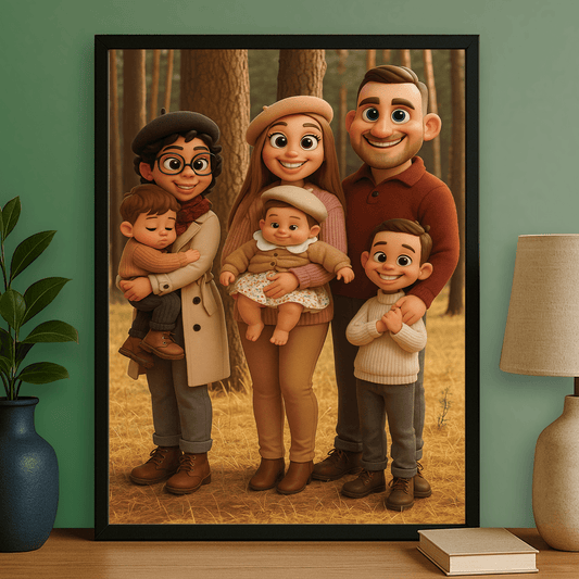 Twoja rodzina w stylu 3D - portret na plakacie dla rodziców - Emmygift.pl