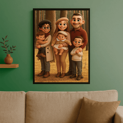 Twoja rodzina w stylu 3D - portret na plakacie dla rodziców - Emmygift.pl