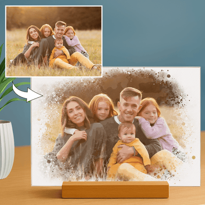 Twoja rodzina w stylu watercolor - portret na szkle akrylowym dla rodziców - Emmygift.pl