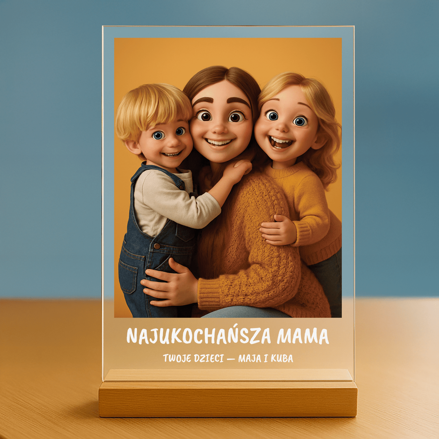 Twoje rodzinne zdjęcie w bajkowym stylu – Wydruk na szkle akrylowym dla mamy - Emmygift.pl