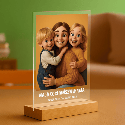Twoje rodzinne zdjęcie w bajkowym stylu – Wydruk na szkle akrylowym dla mamy - Emmygift.pl