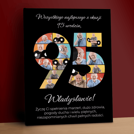 Urodzinowe życzenia z okazji 95 urodzin - kolaż na płótnie dla niego - Emmygift.pl