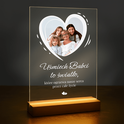Uśmiech babci - personalizowany druk na szkle dla babci - Emmygift.pl
