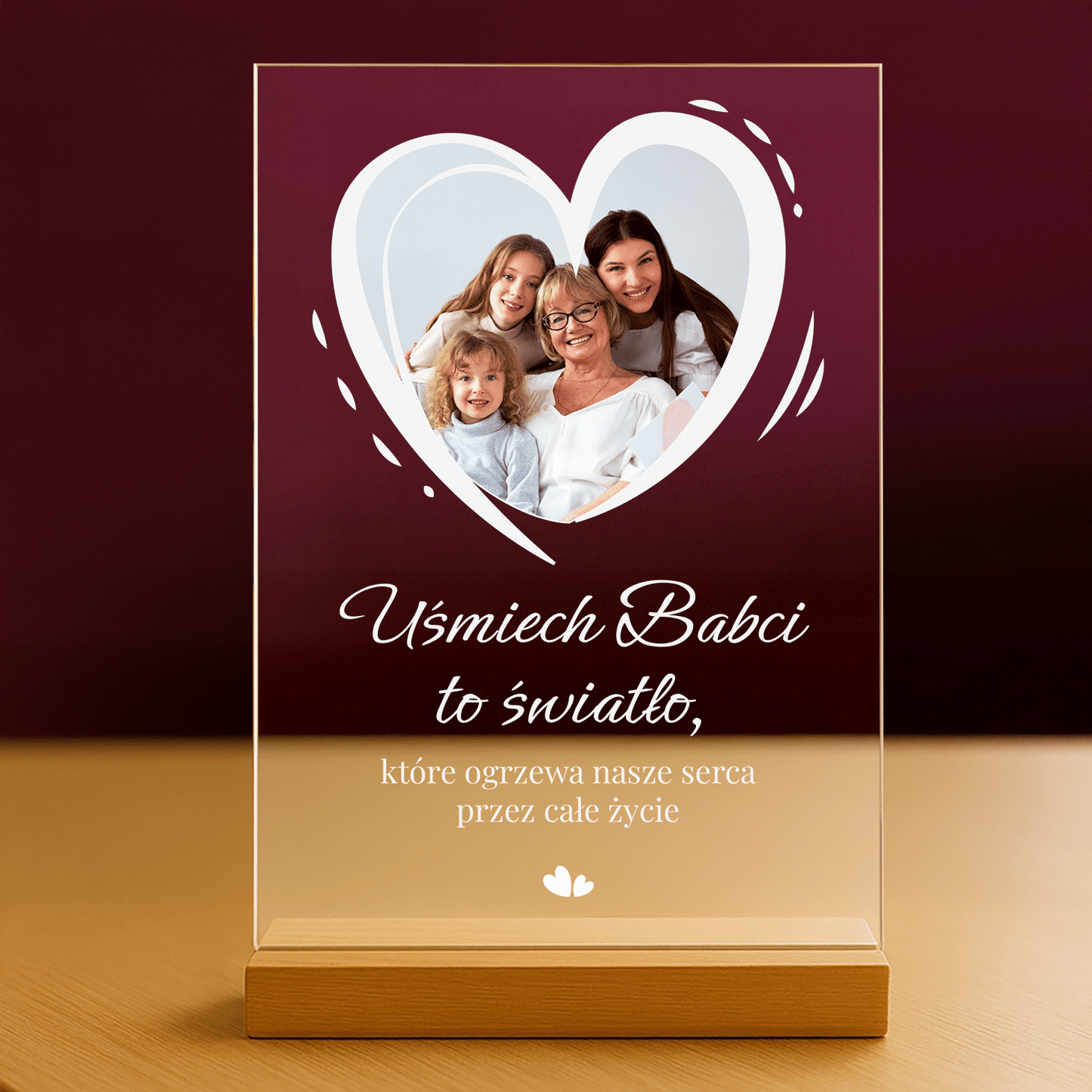 Uśmiech babci - personalizowany druk na szkle dla babci - Emmygift.pl