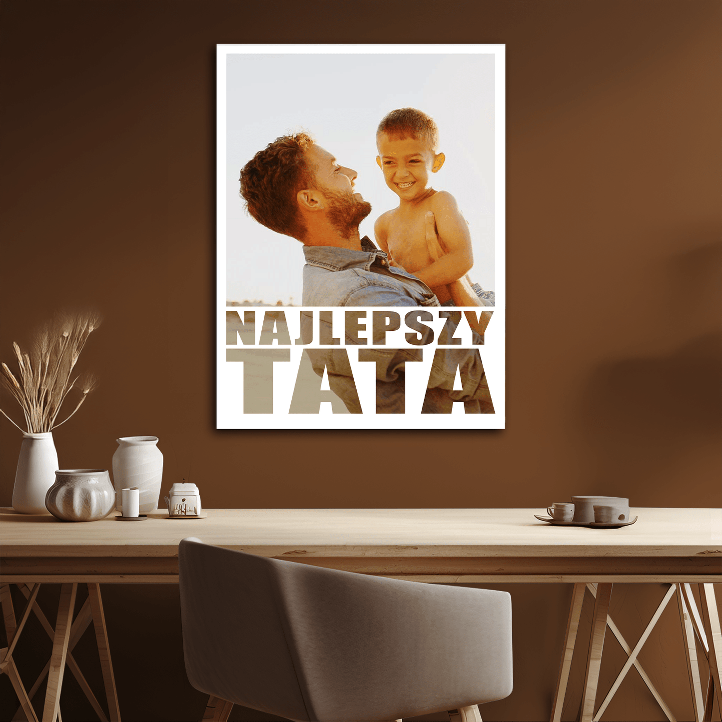 Zdjęcie + napis najlepszy tata - personalizowany druk na płótnie - Emmygift.pl