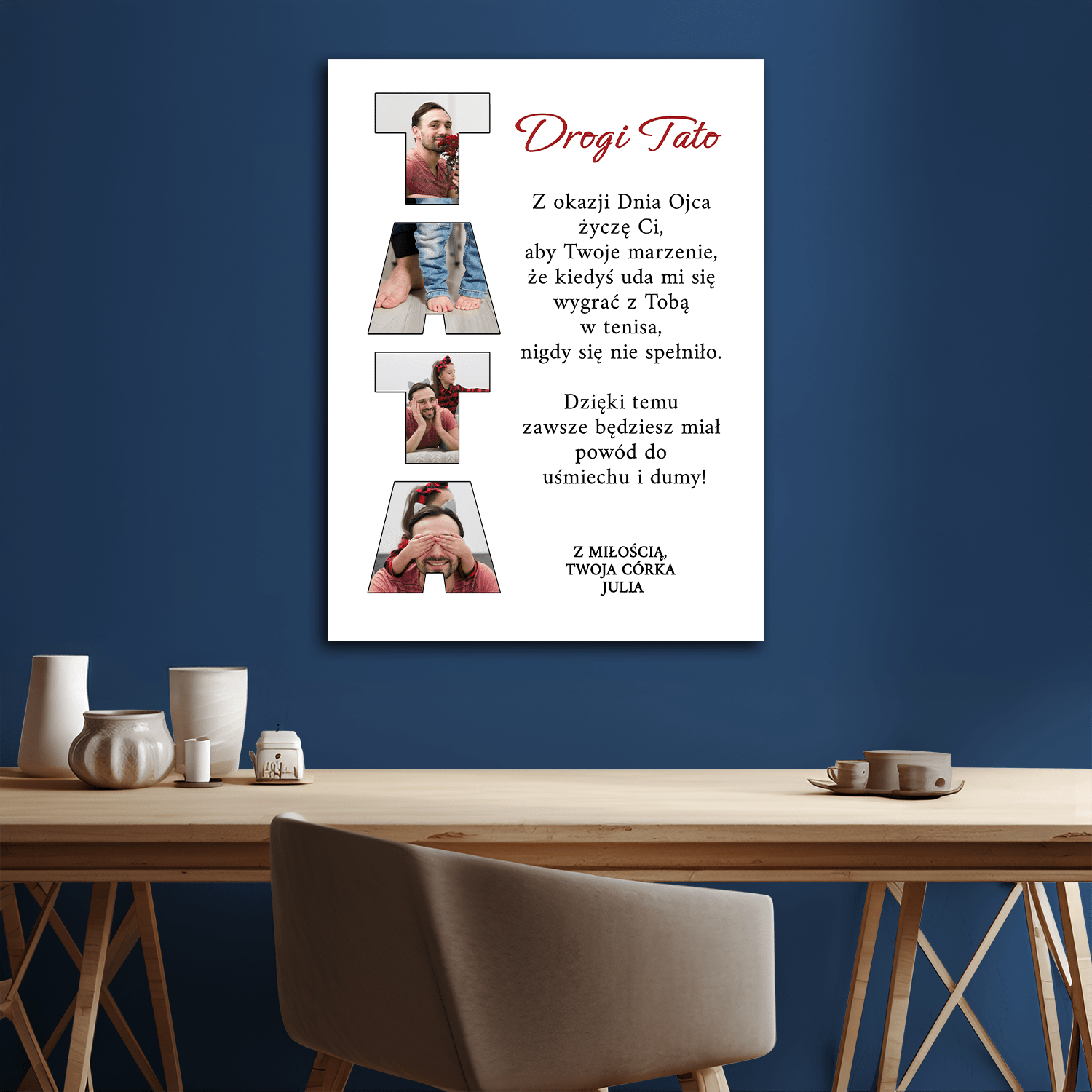 Drogi tato - personalizowany druk na płótnie - Emmygift.pl