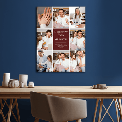Kolaż zdjęć najlepszego taty na świecie - personalizowany druk na płótnie - Emmygift.pl