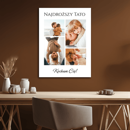 Najdroższy tato kolaż - personalizowany druk na płótnie - Emmygift.pl