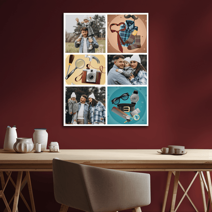 Kolaż 3 zdjęć z tatą - personalizowany druk na płótnie - Emmygift.pl