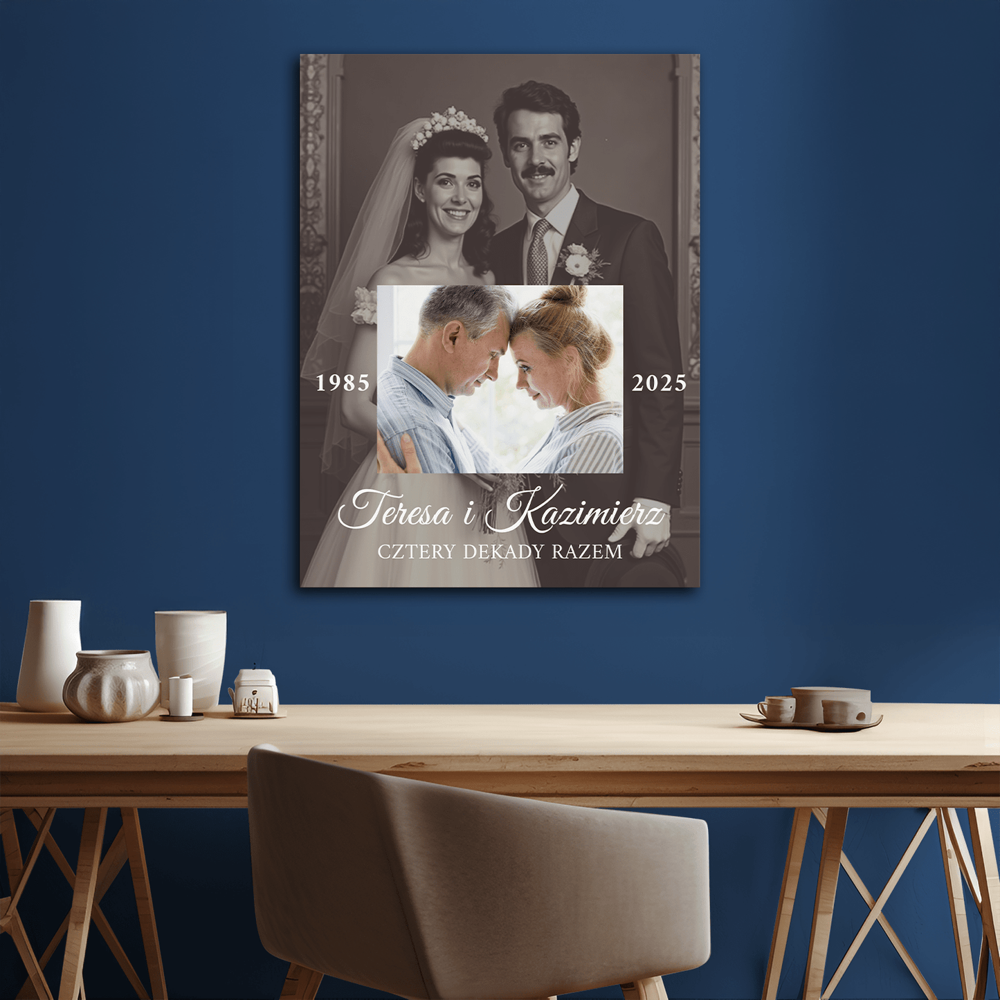 Cztery dekady razem - personalizowany druk na płótnie dla pary - Emmygift.pl