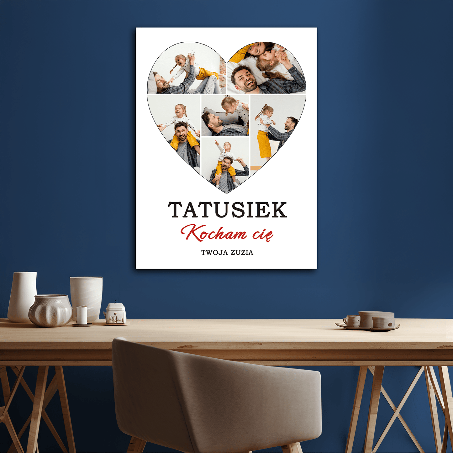 Kolaż serce + tekst - personalizowany druk na płótnie - Emmygift.pl
