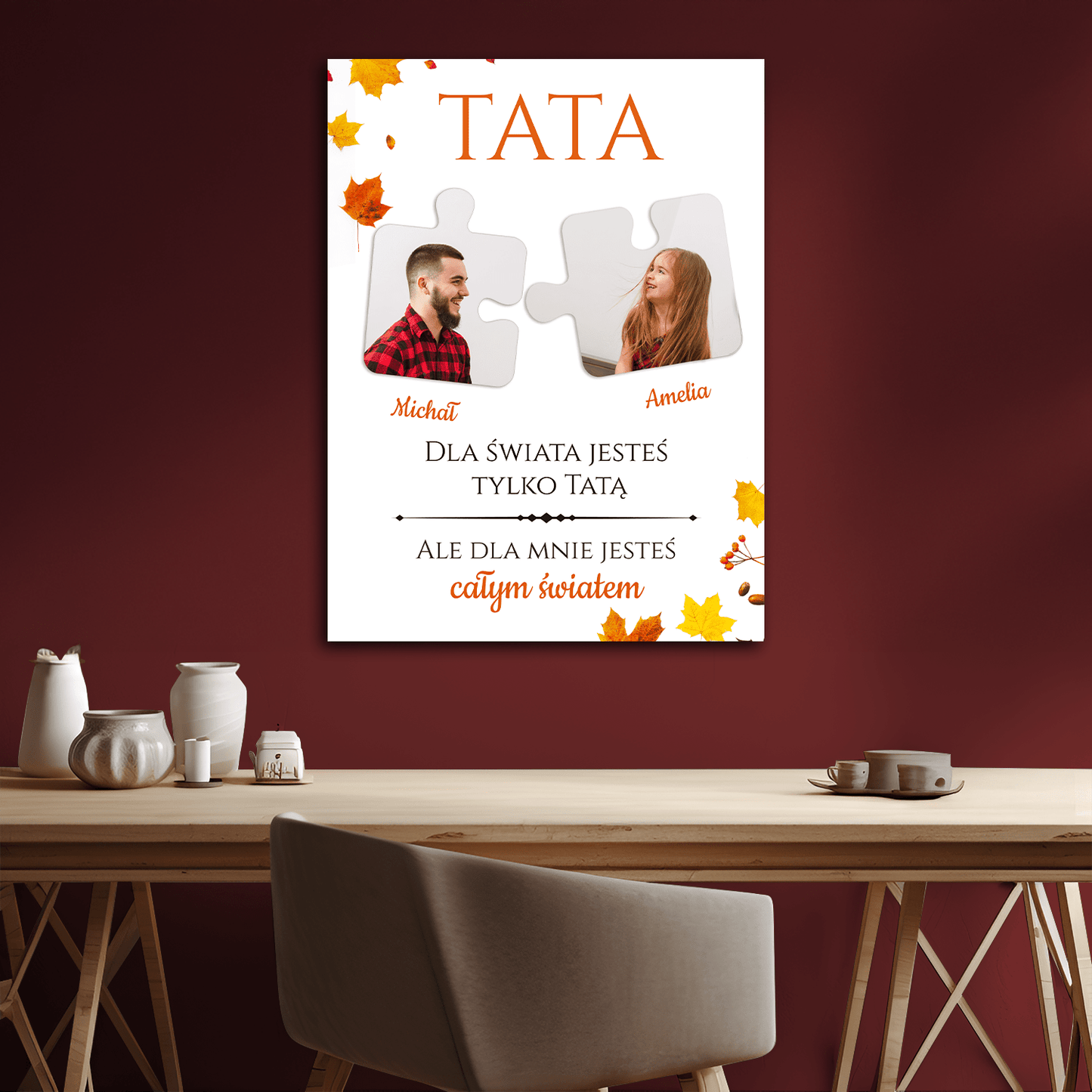 Tata całym moim światem - personalizowany druk na płótnie - Emmygift.pl