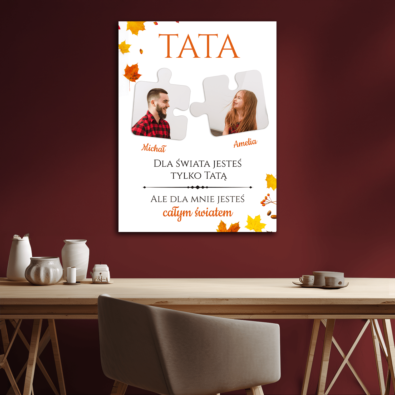 Tata całym moim światem - personalizowany druk na płótnie - Emmygift.pl