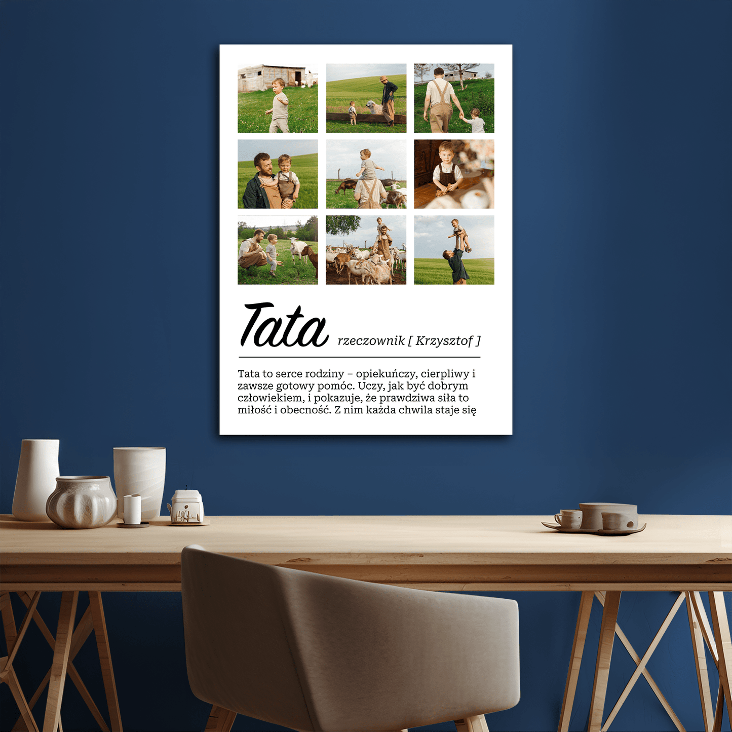 Tata to serce rodziny - personalizowany druk na płótnie - Emmygift.pl