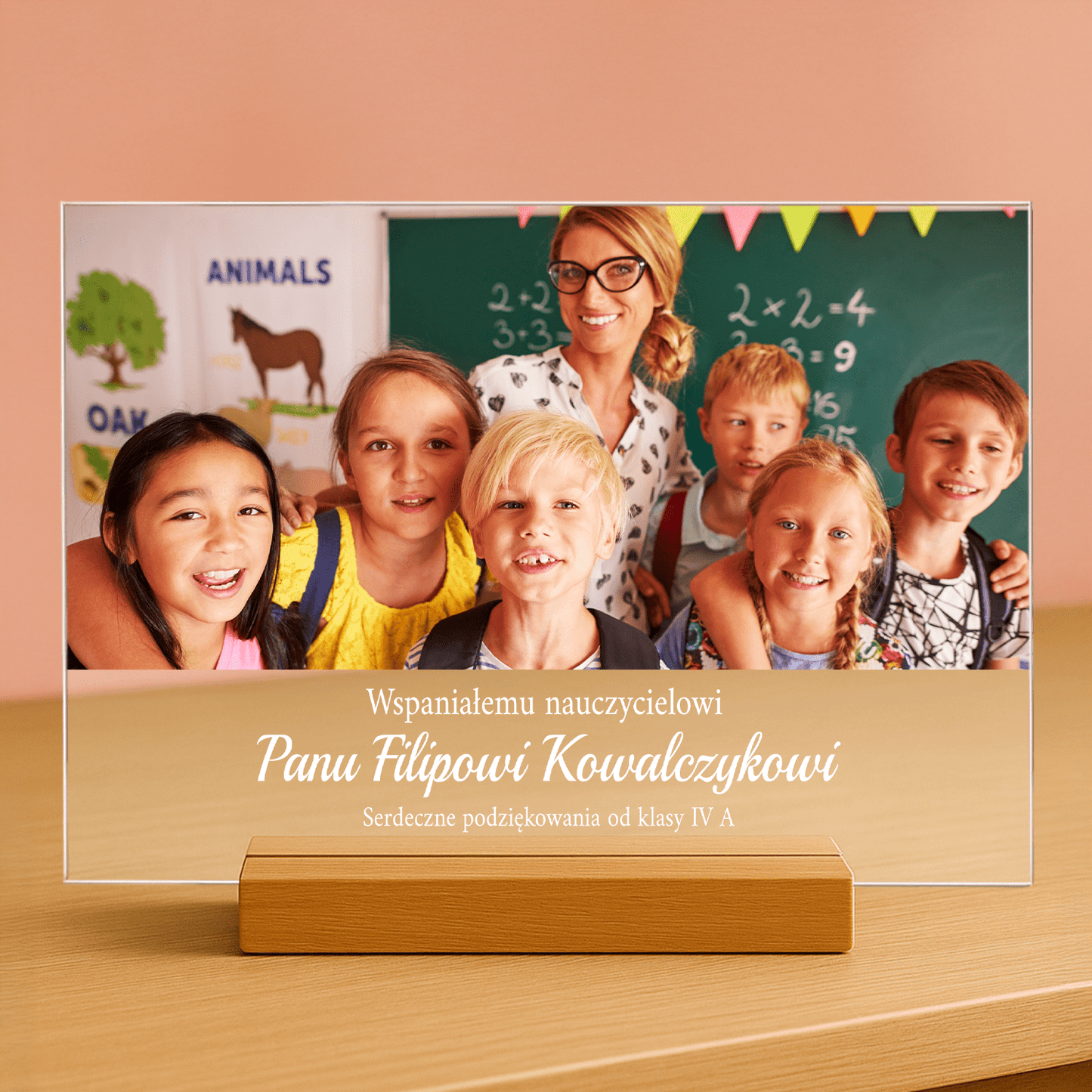 Podziękowania od uczniów - personalizowany druk na szkle dla nauczyciela - Emmygift.pl