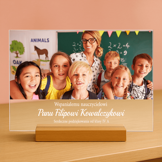 Podziękowania od uczniów - personalizowany druk na szkle dla nauczyciela - Emmygift.pl
