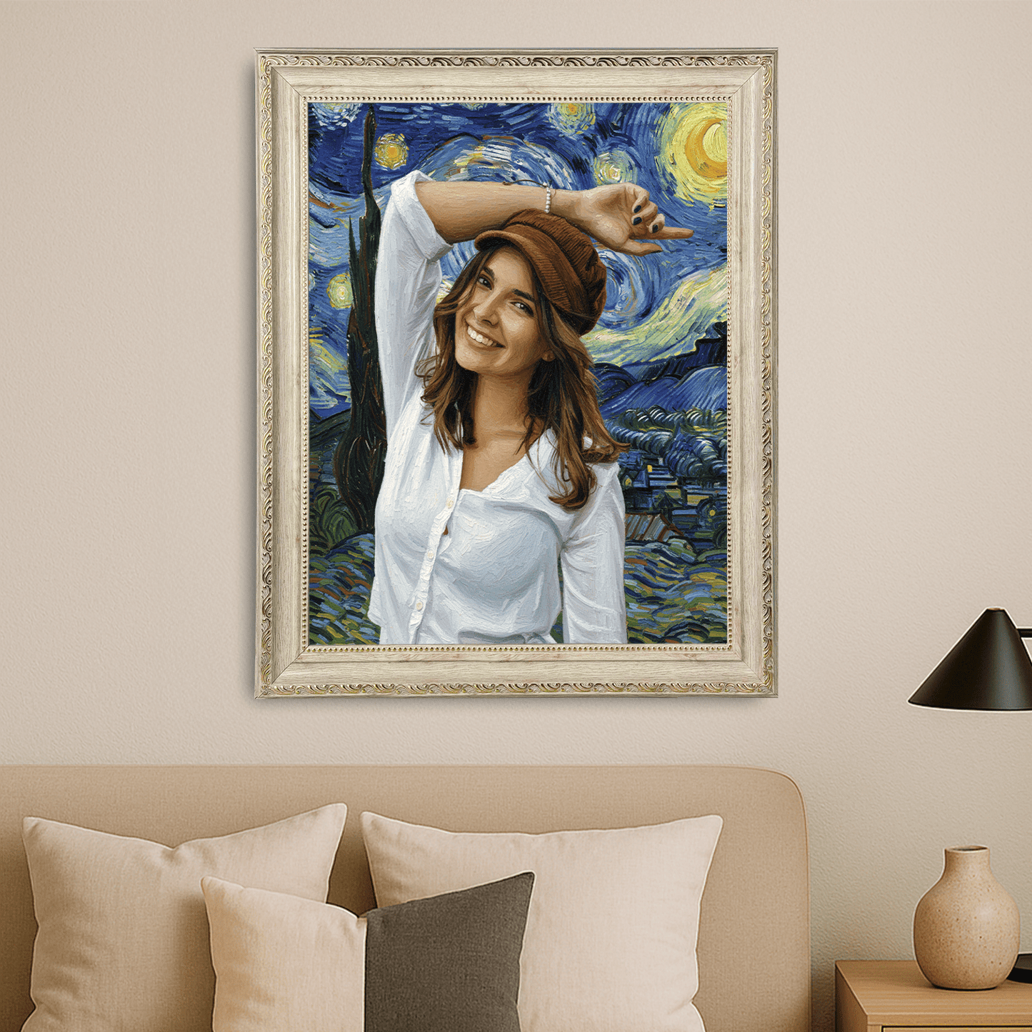 W stylu obrazów Van Gogh - portret na płótnie dla dziewczyny - Emmygift.pl
