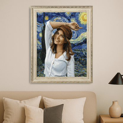 W stylu obrazów Van Gogh - portret na płótnie dla dziewczyny - Emmygift.pl