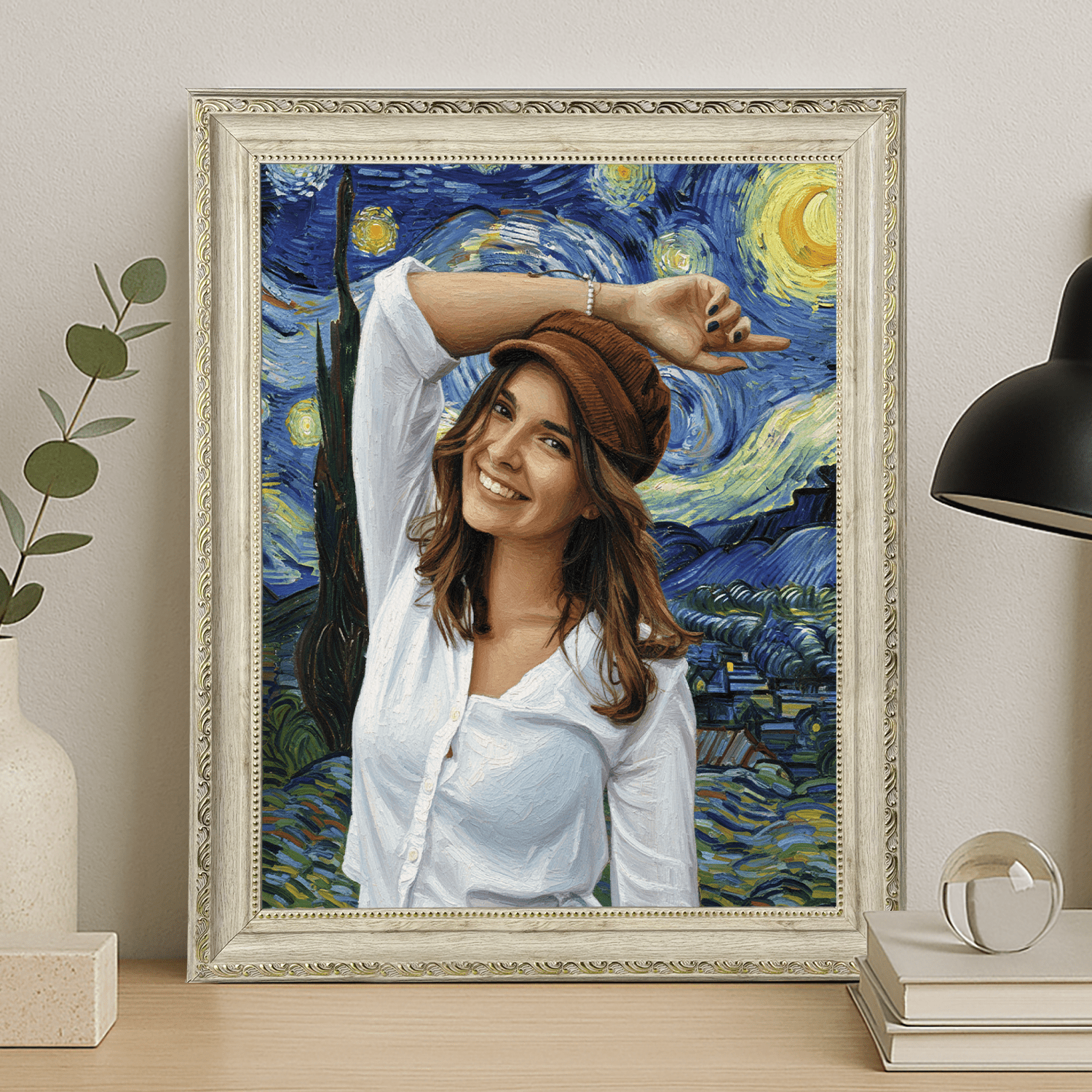 W stylu obrazów Van Gogh - portret na płótnie dla dziewczyny - Emmygift.pl
