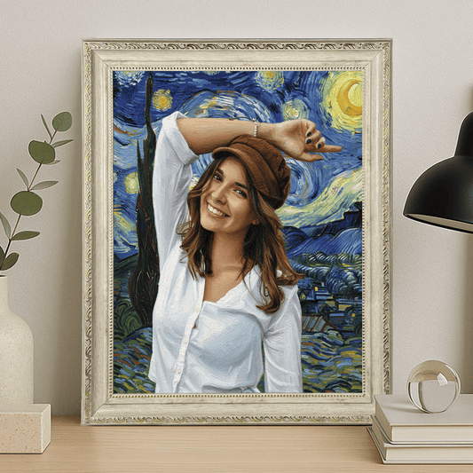 W stylu obrazów Van Gogh - portret na płótnie dla dziewczyny - Emmygift.pl