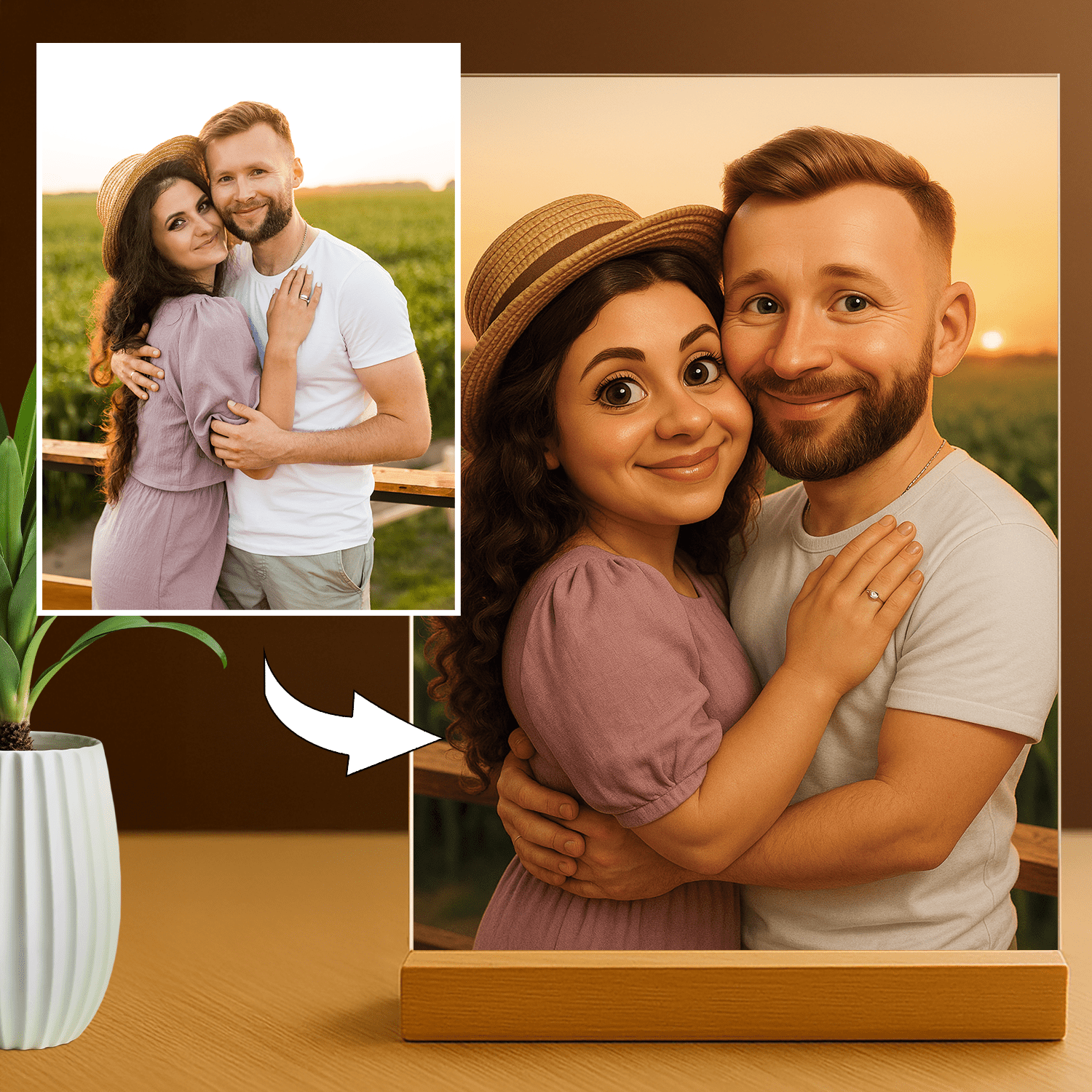 Wasza bajkowa historia - portret na szkle dla pary - Emmygift.pl
