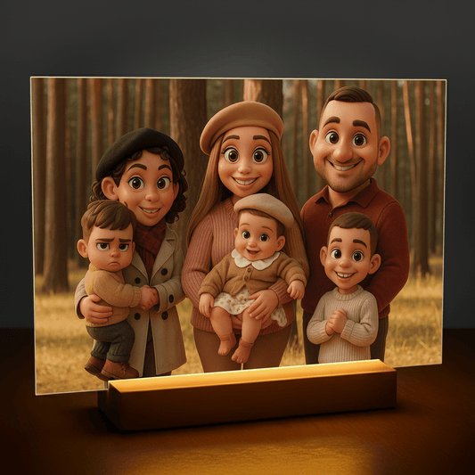 Wasza rodzina w bajkowym stylu - portret na szkle akrylowym dla rodziców - Emmygift.pl