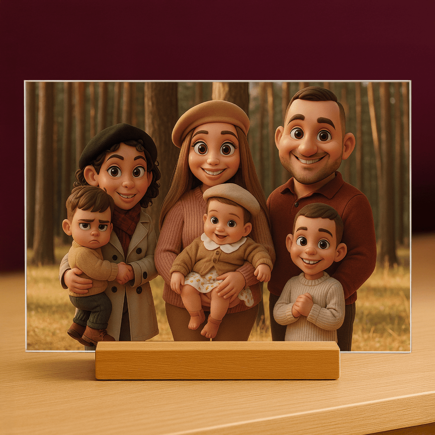 Wasza rodzina w bajkowym stylu - portret na szkle akrylowym dla rodziców - Emmygift.pl