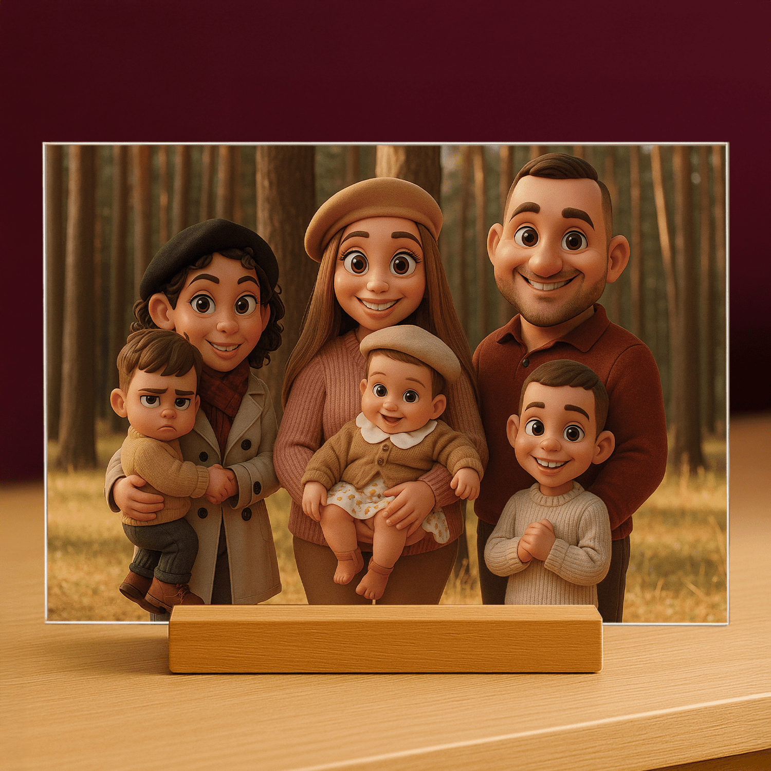 Wasza rodzina w bajkowym stylu - portret na szkle akrylowym dla rodziców - Emmygift.pl