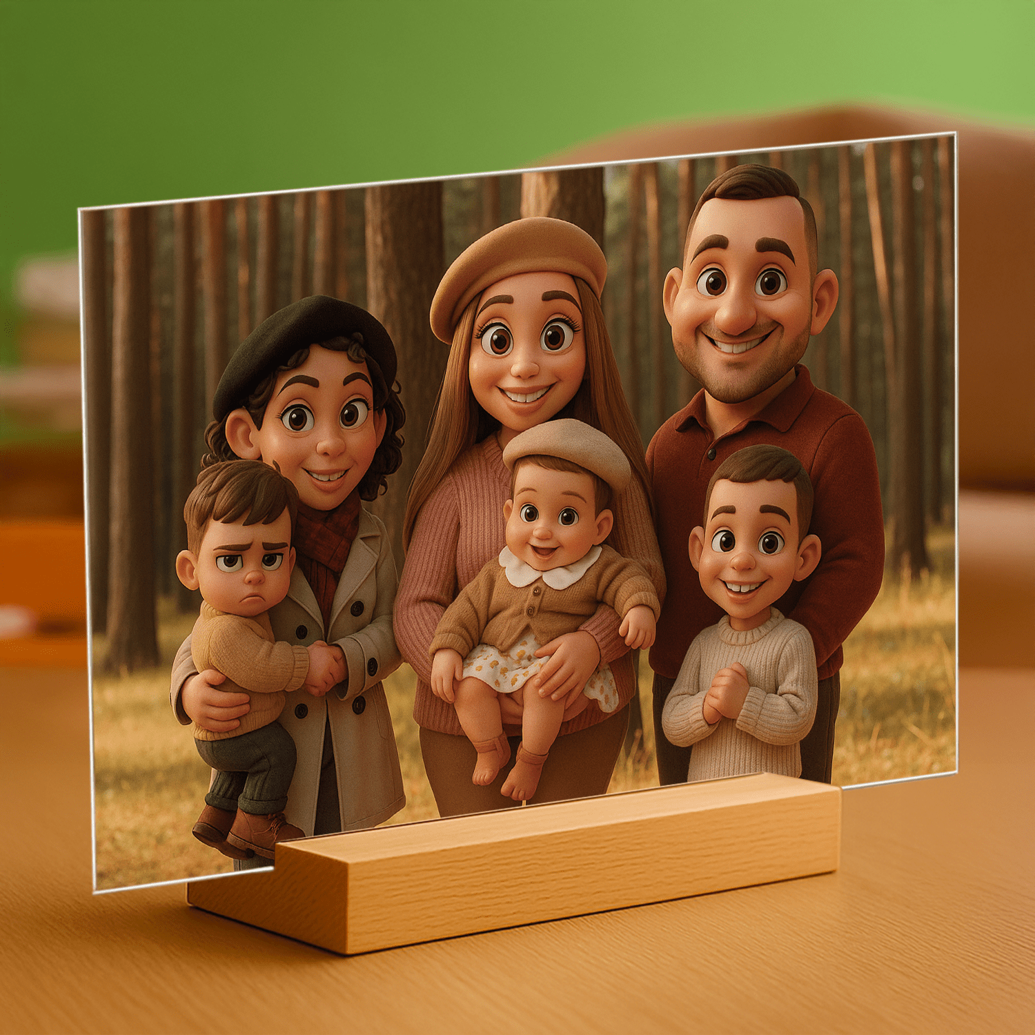 Wasza rodzina w bajkowym stylu - portret na szkle akrylowym dla rodziców - Emmygift.pl