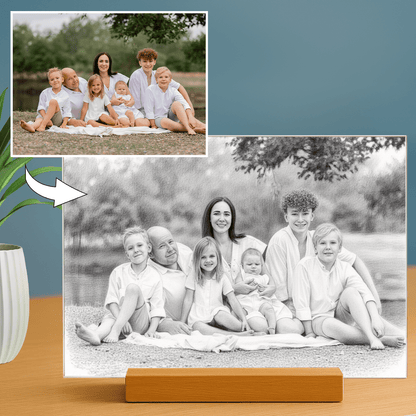 Wasza Rodzina w ołówkowym stylu - portret na szkle akrylowym dla rodziców - Emmygift.pl