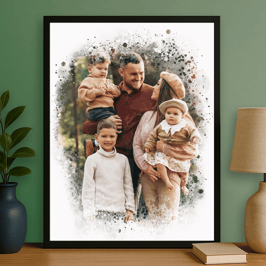 Watercolor Family - portret na plakacie dla rodziców - Emmygift.pl
