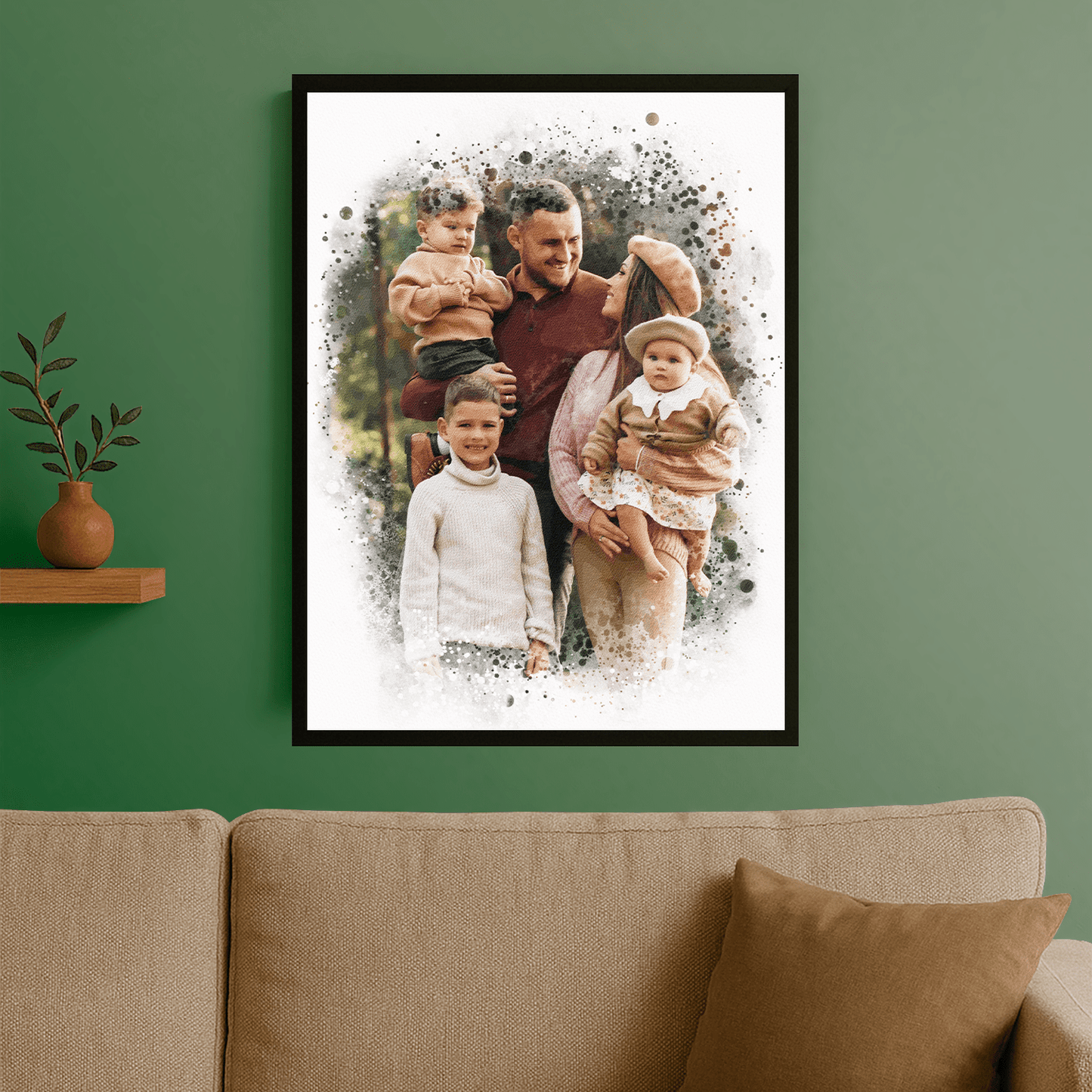 Watercolor Family - portret na plakacie dla rodziców - Emmygift.pl