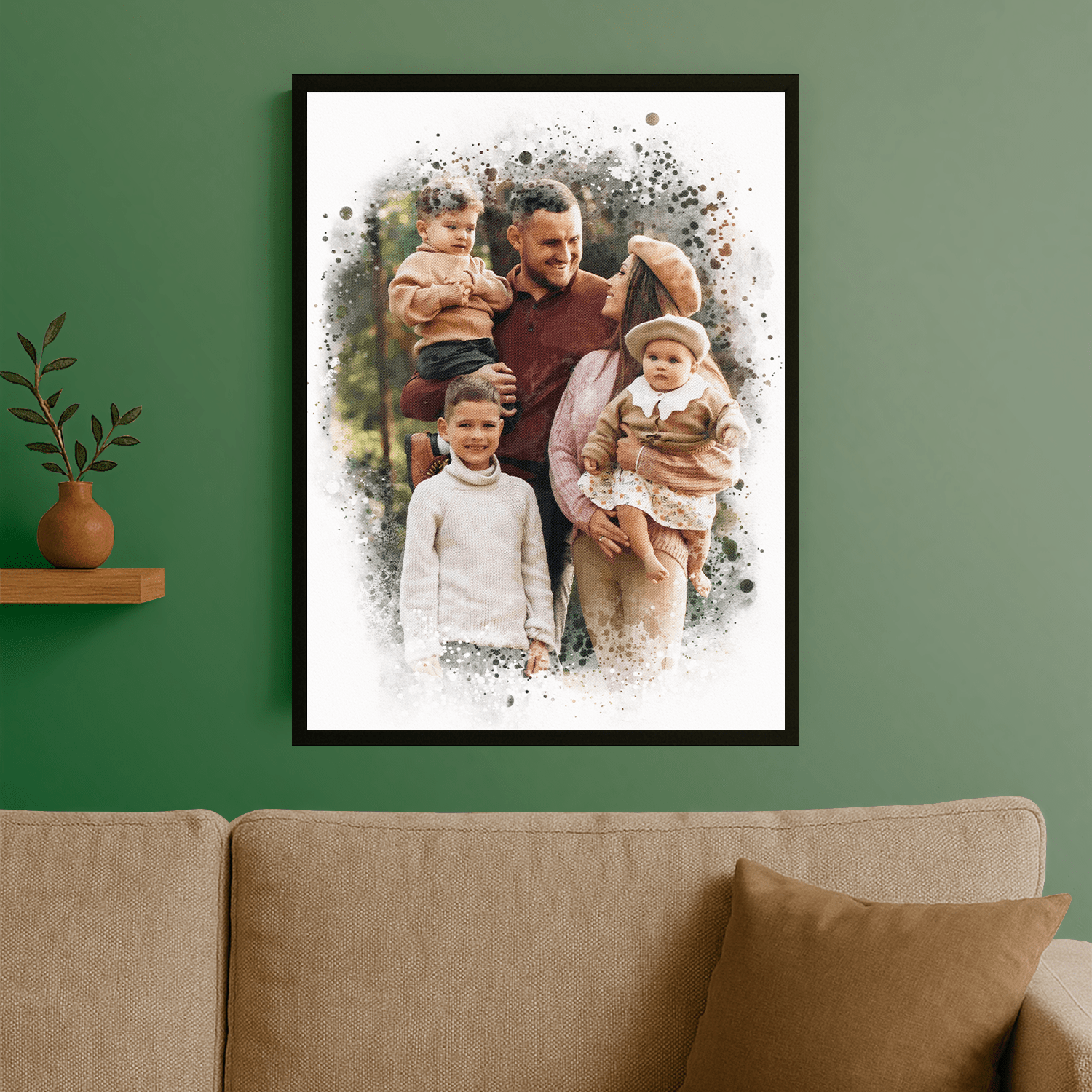 Watercolor Family - portret na plakacie dla rodziców - Emmygift.pl