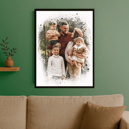 Watercolor Family - portret na plakacie dla rodziców - Emmygift.pl